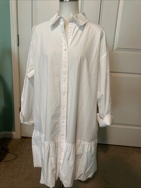 LOFT White Button-Front Mini Dress